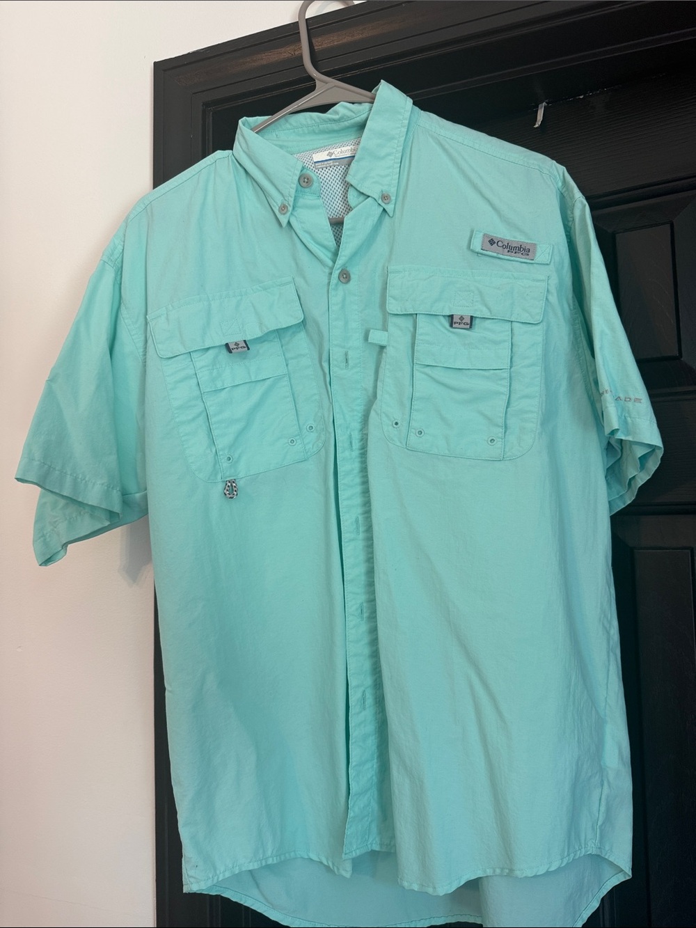 Columbia Men’s Short-Sleeve Button-Down Shirt - Aqua/Turquoise